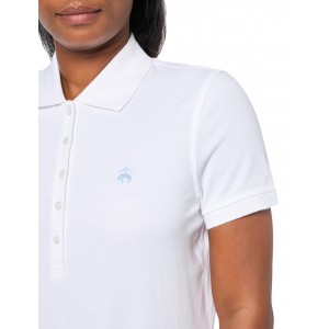 Women's White Cotton Short Sleeve Polo Shirt