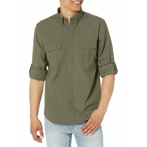 Men's Cotton Long Sleeve Button-Down Safari Shirt