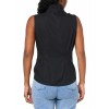Women's black sleeveless ruffle collar shirt