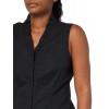 Women's black sleeveless ruffle collar shirt