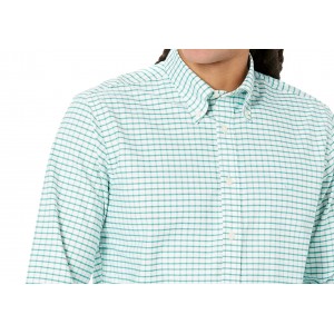 Men's blue checkered long-sleeved sports shirt