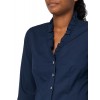 Women's navy blue long sleeve ruffle collar shirt