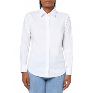 Women's long-sleeved white stretch shirt