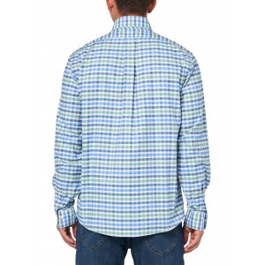 Men's green, blue and white long-sleeved shirt