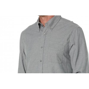 Men's Grey Long Sleeve Flannel Shirt