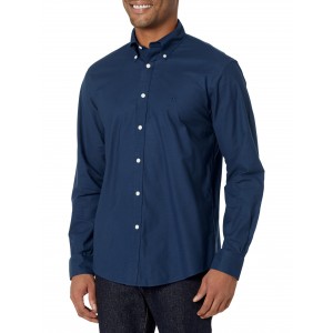 Men's blue long sleeve button down sports shirt