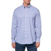 Men's red, blue and white checkered long-sleeved shirt