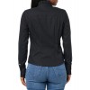 Women's black long sleeve ruffle collar shirt