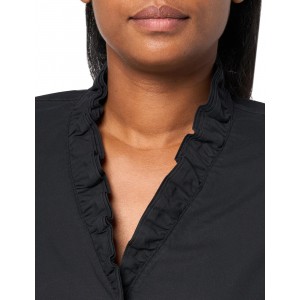 Women's black long sleeve ruffle collar shirt